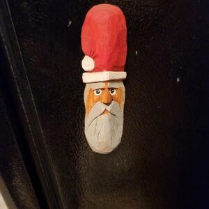 Hand Crafted Santa Ornament - Red, White, and Brown